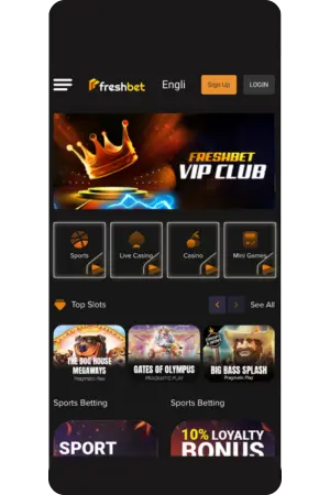 Freshbet casino homepage with over 5000 available games